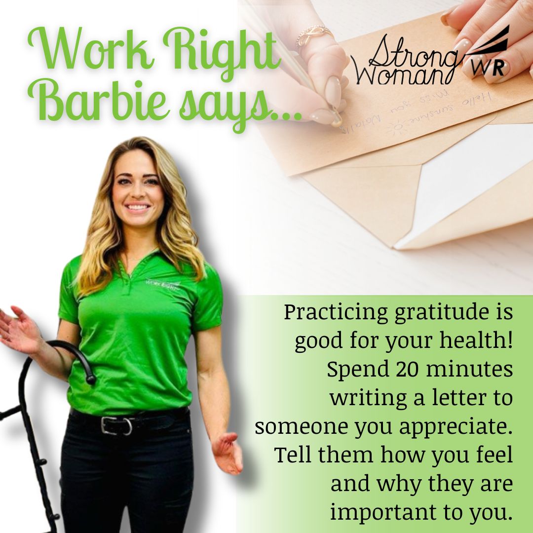 #WorkRightBarbie reminds us that practicing #gratitude is a powerful tool for mental well-being. Her tip? Spend 20 minutes writing a heartfelt letter to someone you appreciate. Share with them why they matter to you and how they've impacted your life. 💗💪 #WomensWellness