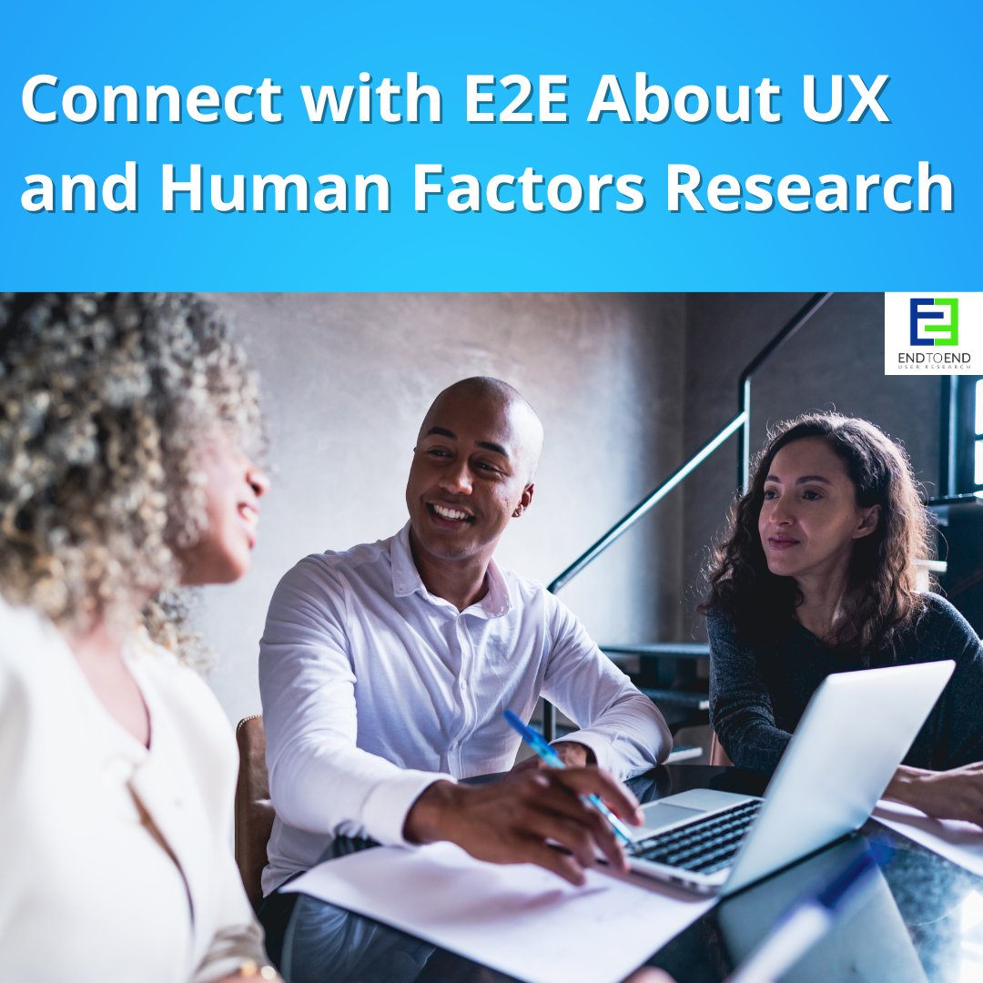 Connect with End To End User Research about UX and human factors research and how it can benefit your business. Learn more about your consumers' preferences and needs with our team of professional researchers.

#research #houston #texas #humanfactors #UX