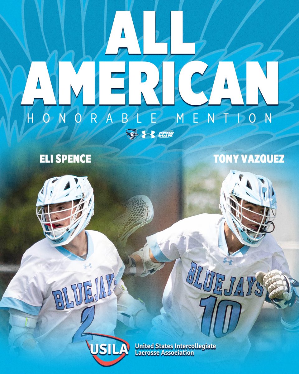 🥍USILA All-American Honorable Mention Congrats to Eli Spence and Tony Vazquez for earning All-American honorable mention honors!! #FlyJaysFly 📰bit.ly/3yxzB6I