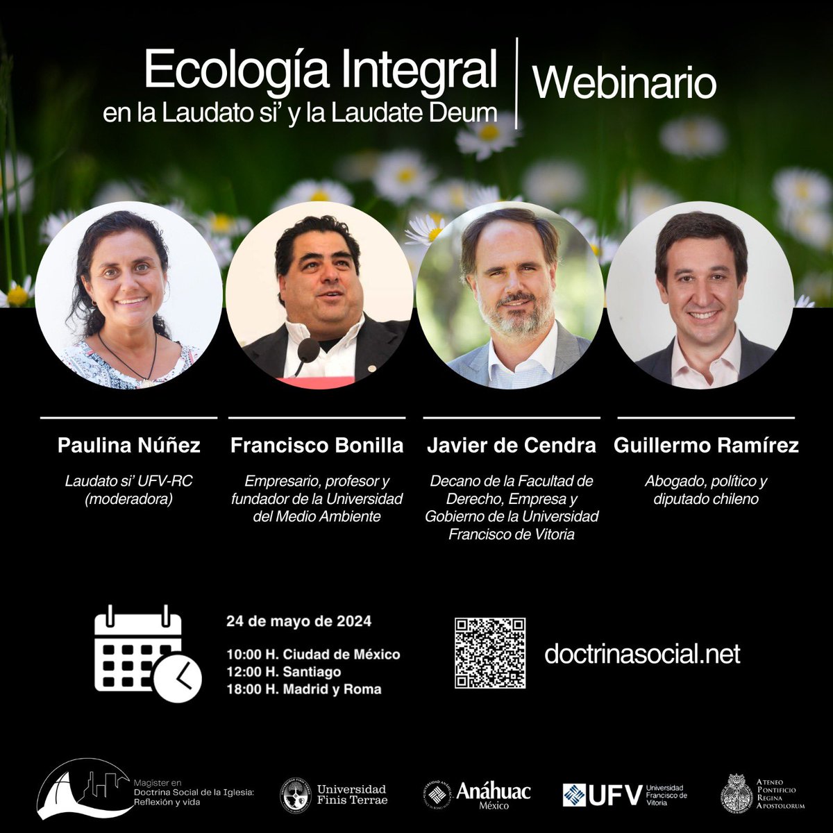 Ecología integral a la luz de los últimos documentos pontificios en torno a la Creación y de la mano de grandes expertos. 🗓 24 de mayo ⏱️ 10:00 CDMX, 12:00 Santiago, 18:00 Madrid/Roma 📍 Online Inscríbete aquí: doctrinasocial.net/event-details/…