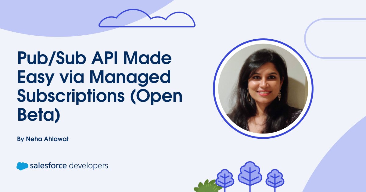Get started with the Pub/Sub #API and harness the power of event-driven integration. 💪 It's easier than ever with Managed Subscriptions now in Open Beta. Check it out: ➡️ sforce.co/3QZVZfj