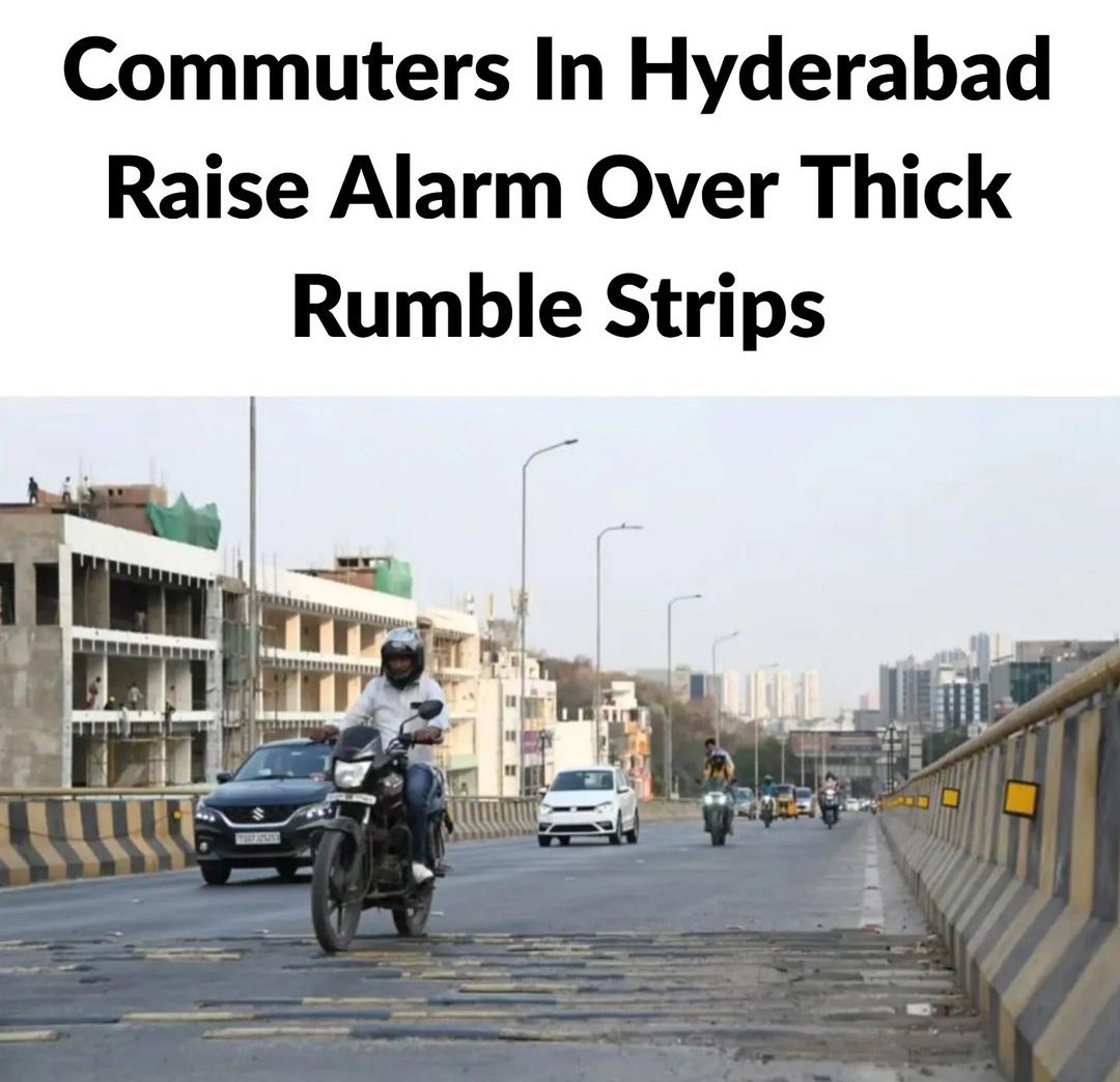 Team_Road_Squad's tweet photo. can patients travel in Hyderabad??
Also consider why not all rumble Strips are uniform in thickness confusing people.
Where to slowdown and where not to?

@swachhhyd @HiHyderabad
@hydtp #removerumblestripsfromHyd https://t.co/hMrJK9SDXq