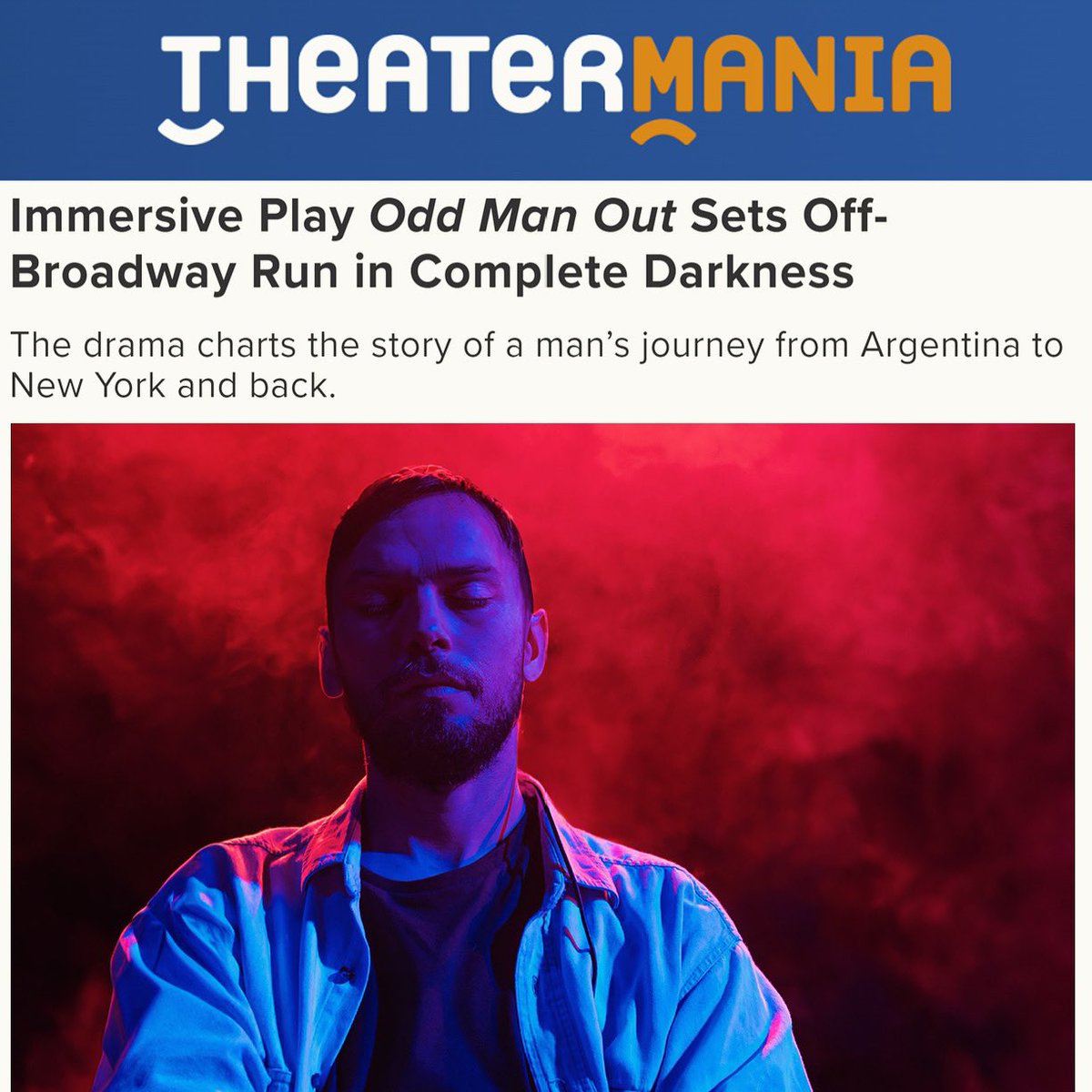 Pitchblack Immersive Experiences, in association with Radio Drama Network, will present an off-Broadway run of its immersive play Odd Man Out, running June 28-July 21 at the Sheen Center’s Shiner Theatre. 

#oddmanout #RadioDramaNetwork 
#NYTheatre #NYC #offbroadway