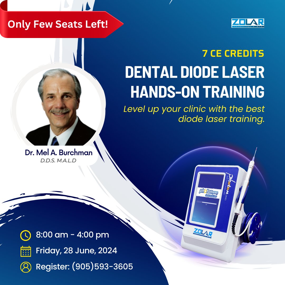 yourdentallaser's tweet photo. Only a Few Seats Left! ⚡

Enhance your clinic's success with professional Hands-on Training on dental diode lasers! Join Dr. Mel Burchman for an immersive one-day Training on June 28, 2024.
BONUS: Earn 7 CE CERP Credits!

Register now: https://t.co/REbvAepnZ7 https://t.co/7IM8OuxZTF