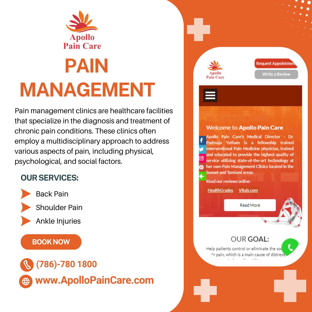 ApolloPaincare's tweet photo. Pain management clinics are healthcare facilities that specialize in the diagnosis and treatment of chronic pain conditions. These clinics often employ a multidisciplinary approach to address various aspects of pain, including physical, psychological, and social factors. https://t.co/Qr3slKbEaP
