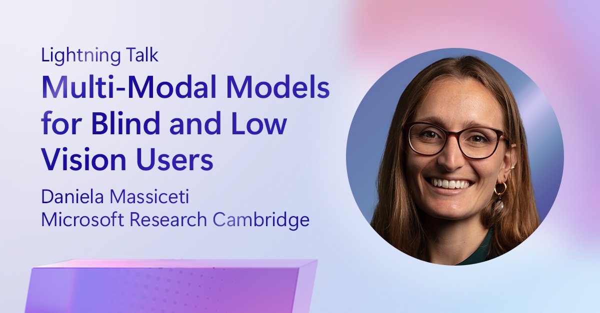 Join us on June 4 for an upcoming Research Forum Lightning Talk with @dannimassi: Dive into the transformative potential of multi-modal models such as CLIP for assistive technologies, specifically focusing on the blind/low vision community. msft.it/6014YbP0o