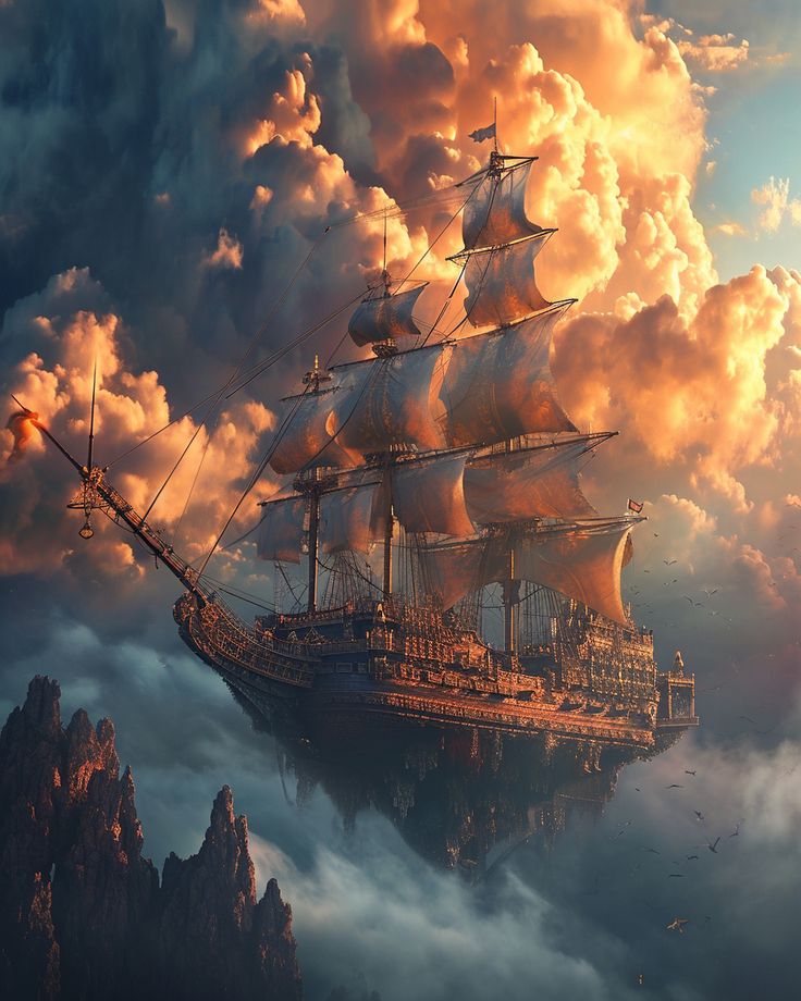 Barco pirata flotando sobre las nubes. ⛵☁️🌞 #picoftheday
