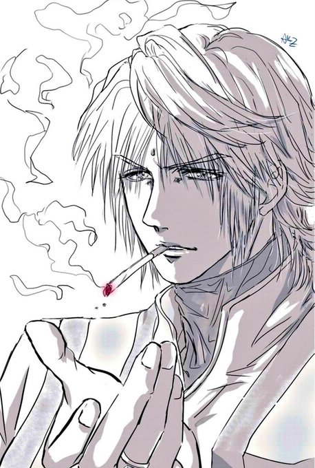 「smoking upper body」 illustration images(Latest)