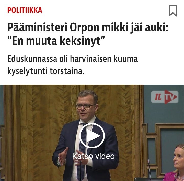 #orpo #kyselytunti
Orpoa syytettiin faktoihin nojaten valehtelusta -kuten hän itse totesi.
Hän puolustautui sanomalla syytöksiä saivarteluksi, että hänellä on oikeus mielipiteisiinsä ym..

Kunnes lopulta: