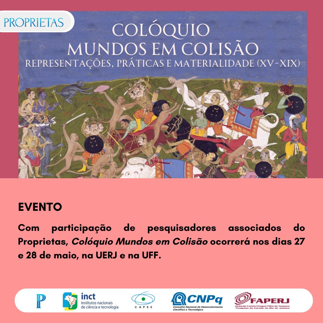 Entre os dias 27 e 28 de maio de 2024, ocorrerá na Universidade do Estado do Rio de Janeiro (UERJ) e na Universidade Federal Fluminense (UFF), o Colóquio Mundos em Colisão: Representações, práticas e materialidade (XV - XIX).

Saiba mais no Link da Bio!

#historia #uerj  #uff