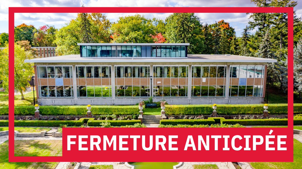 FrostLibrary's tweet image. La bibliothèque Frost est fermée à 13 h aujourd&apos;hui (le 23 mai) en raison des températures élevées qui y règnent. Pour toute question et de l&apos;aide à la recherche, veuillez utiliser le service de clavardage des bibliothèques.