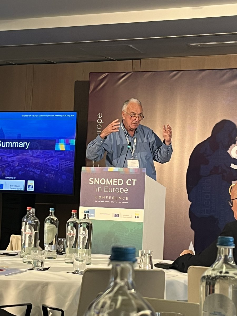 @SnomedCT  @ Snomed in Europe conference Brussels. Marcello explaining how the various eHealth groups and standards bodies work together to allow for data sharing with standards in Europe and Anne from Snomed implementation team explaining how SNOMED International supports this.