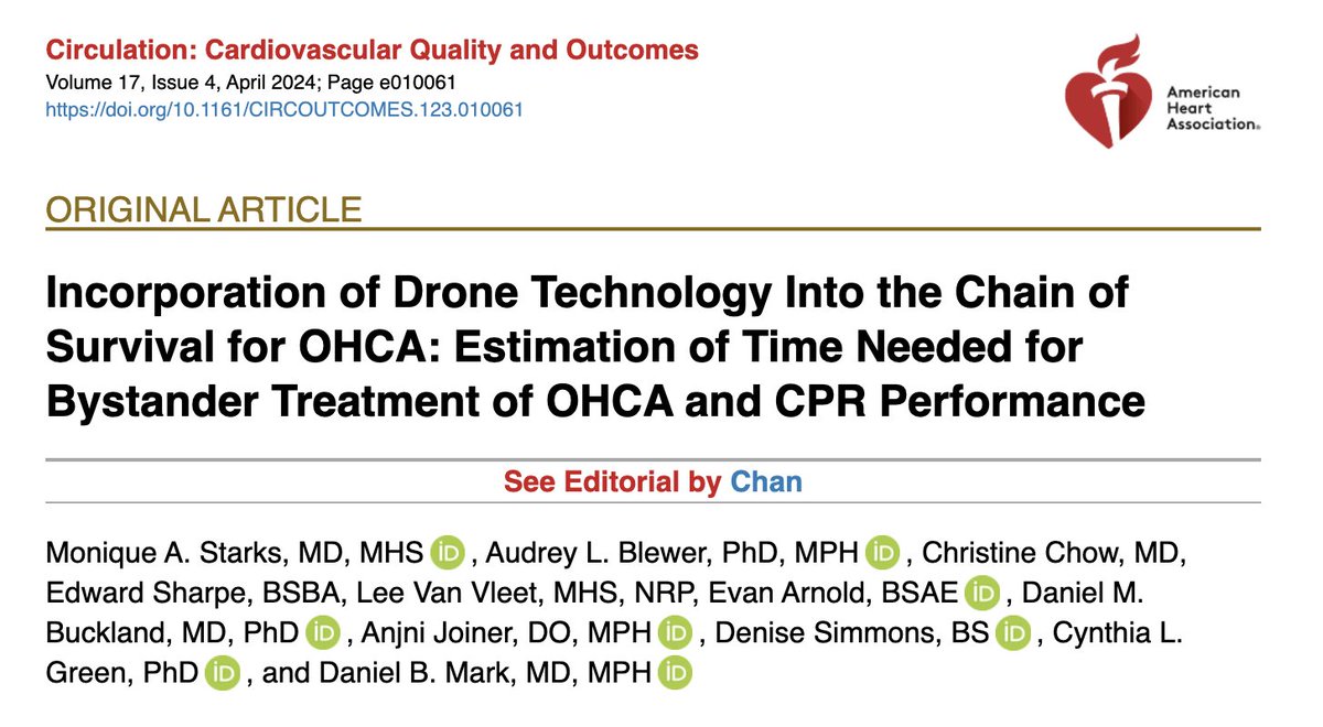 Rural PRO-CARE (@ruralheartcare) on Twitter photo #RuralPROCare project RESTORE-CARE shares findings from drone-delivered AED simulations – CPR quality was largely maintained according to #AHA guidelines while participants retrieved AEDs from drones. Read more at bit.ly/3wCH4kt <a href="/DanMarkMD/">Daniel Mark</a> <a href="/AudreyBlewer/">Audrey Blewer, PhD, MPH</a> #AHAHERN #RuralPROCare project RESTORE-CARE shares findings from drone-delivered AED simulations – CPR quality was largely maintained according to #AHA guidelines while participants retrieved AEDs from drones. Read more at bit.ly/3wCH4kt <a href="/DanMarkMD/">Daniel Mark</a> <a href="/AudreyBlewer/">Audrey Blewer, PhD, MPH</a> #AHAHERN