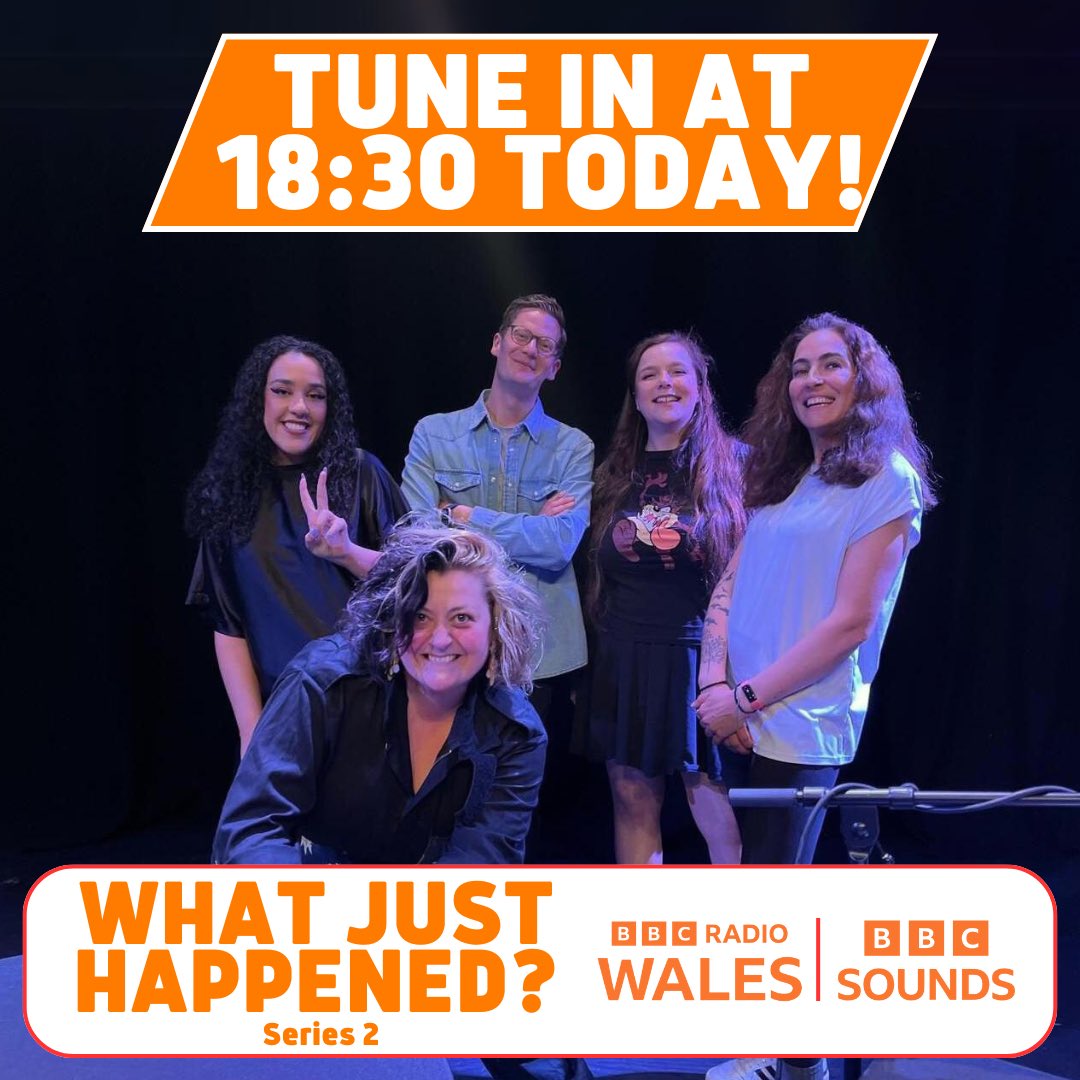 What Just Happened? is live on @BBCRadioWales now! 😂 w/ @kiripritchardmc @MelOwenComedy @esther_manito & @annarosethomas ✍🏻 Written by a TONNE of brilliant Welsh writers 📻 Produced the best @LittleWander 📍 Recorded at @PontioTweets, Bangor! 🎧 Listen on @BBCSounds