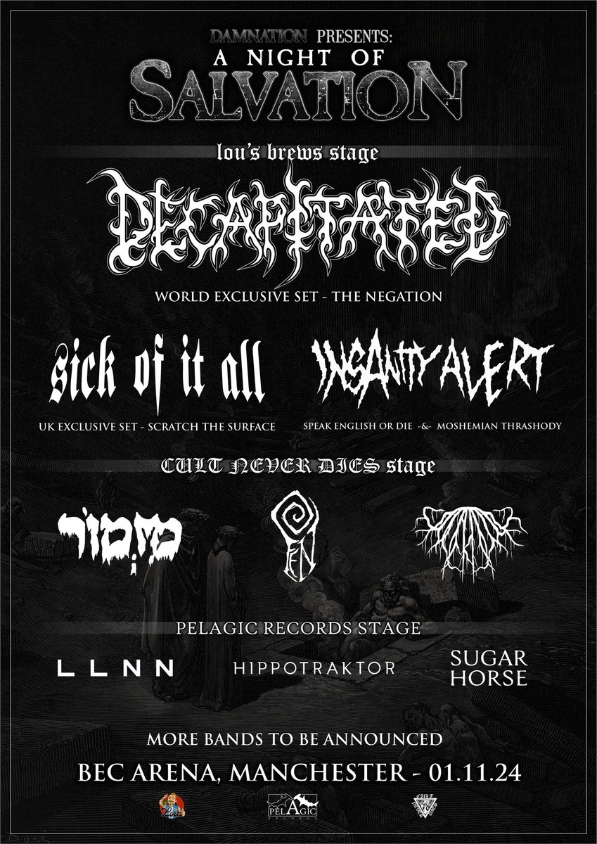 .<a href="/decapitated/">Decapitated</a>, <a href="/SOIANYC/">Sick Of It All</a>, <a href="/insanityalert/">Insanity Alert</a>, <a href="/Underdarkuk/">Underdark</a>, Fen, LLNN, Hippotraktor and more announced for <a href="/damnationfest/">Damnation Festival</a>'s 'A Night Of Salvation'! distortedsoundmag.com/damnation-fest…