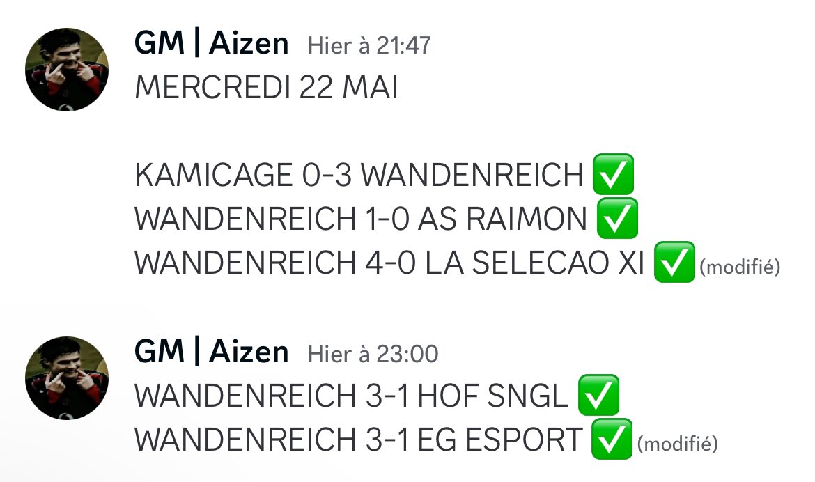 Wandenreich (@wandenreichfc) on Twitter photo Première session incroyable !
- Techniquement au-dessus des adversaires grâce à nos top100 FUT et les joueurs d’expérience PRO CLUBS nous avons terrassé tout le monde !
Continuons à bosser ensemble on ne pourra que s’améliorer et devenir le club ultime de Pro clubs! <a href="/OfficialVPG/">Virtual Pro Gaming</a> Première session incroyable !
- Techniquement au-dessus des adversaires grâce à nos top100 FUT et les joueurs d’expérience PRO CLUBS nous avons terrassé tout le monde !
Continuons à bosser ensemble on ne pourra que s’améliorer et devenir le club ultime de Pro clubs! <a href="/OfficialVPG/">Virtual Pro Gaming</a>