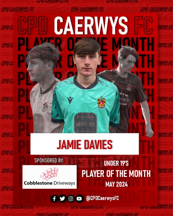 ⚽️𝗣𝗟𝗔𝗬𝗘𝗥 𝗢𝗙 𝗧𝗛𝗘 𝗠𝗢𝗡𝗧𝗛 - 𝗠𝗔𝗬⚽️

Four big fixtures, four even bigger performances. Playing a big part in every game and helping the team secure two cups this month - the final POTM of the season deservedly goes to:

💫𝑱𝒂𝒎𝒊𝒆 𝑫𝒂𝒗𝒊𝒆𝒔💫

#CPDCaerwysFC🔴⚫️