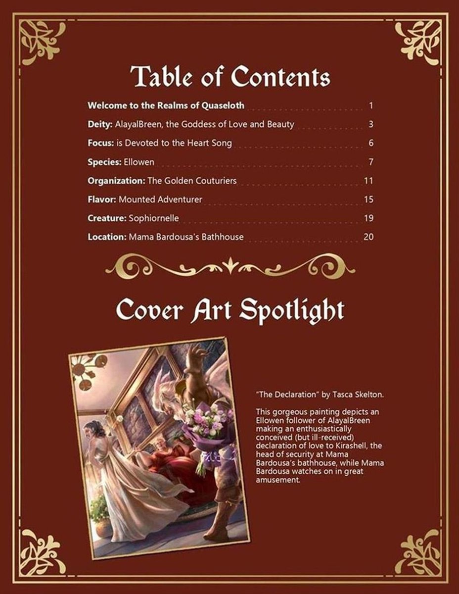 Expand your fantasy Cypher System games with the first volume of our Quaseloth Gazette! Pick up Heralds of Love and Beauty for an inspiring collection of GM options, PC options, and lore. Store: undergroundoracle.com/products/quase… Dthru: drivethrurpg.com/product/471790… #ttrpg #CypherSystem