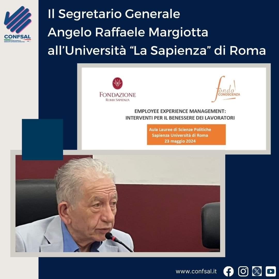 #eventi 
Il Segretario Generale #confsal è intervenuto questa mattina al convegno 𝐄𝐌𝐏𝐋𝐎𝐘𝐄𝐄 𝐄𝐗𝐏𝐄𝐑𝐈𝐄𝐍𝐂𝐄 𝐌𝐀𝐍𝐀𝐆𝐄𝐌𝐄𝐍𝐓: Interventi per il #benessere dei #lavoratori organizzato da Fondazione Roma Sapienza e <a href="/FondoConoscenza/">Fondo Conoscenza</a> presso <a href="/SapienzaRoma/">Sapienza Università di Roma</a>