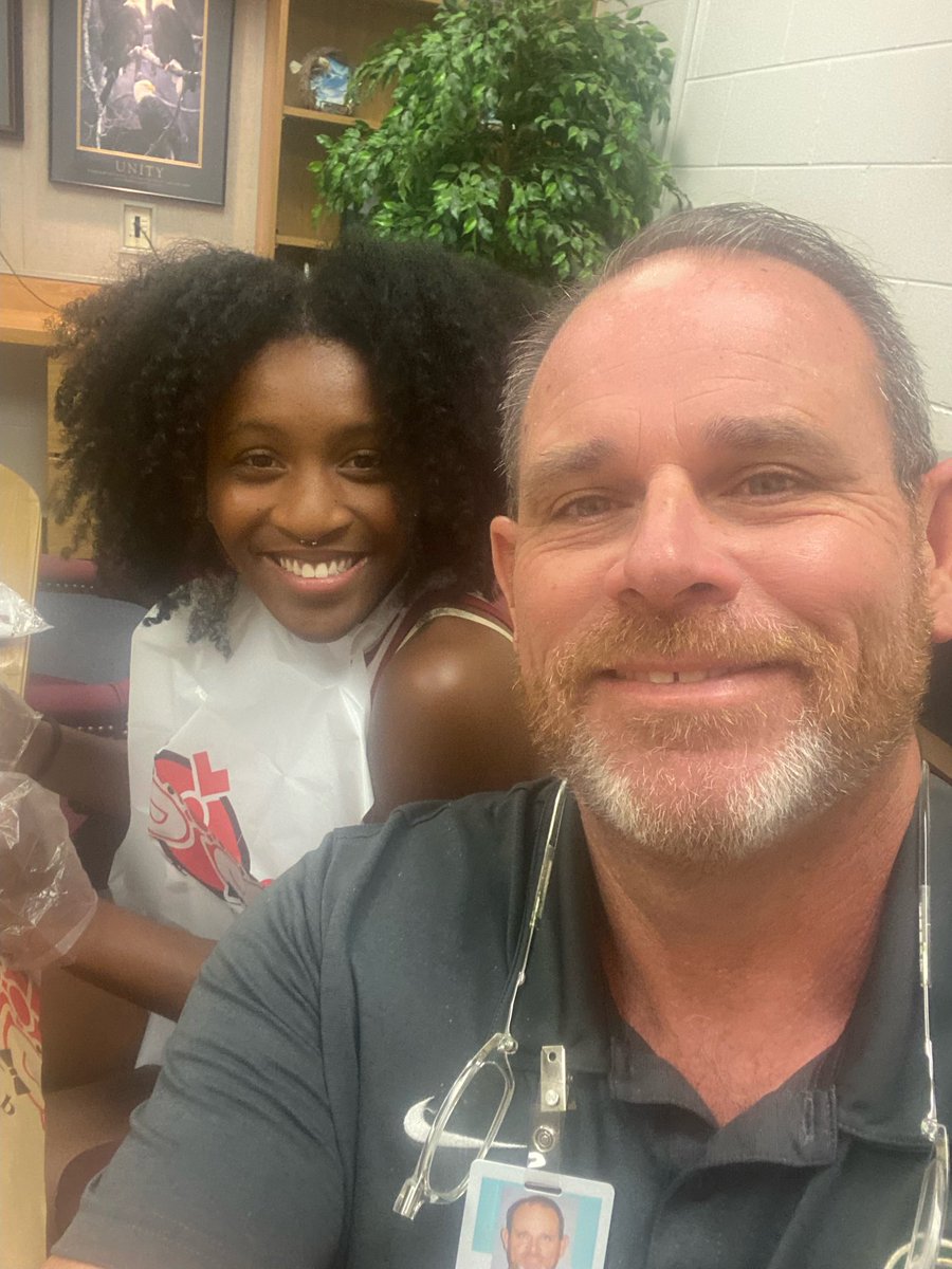 Lunch for the CHAMP on the Principal again! Chelsi Williams was successful at the state track meet this past weekend winning 2 more titles (long jump and triple jump) giving her 8 total! Congrats to her and her dad who she invited as a guest once again! GJ is very proud of you!