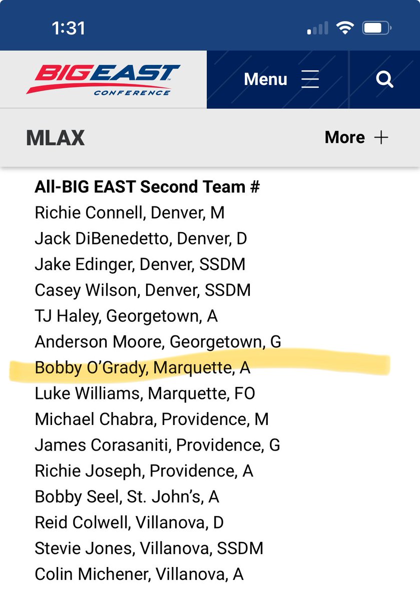 Congrats to Bobby O’Grady for being named second-team ALL-BIG EAST!

Well done!!!
#GoRL!