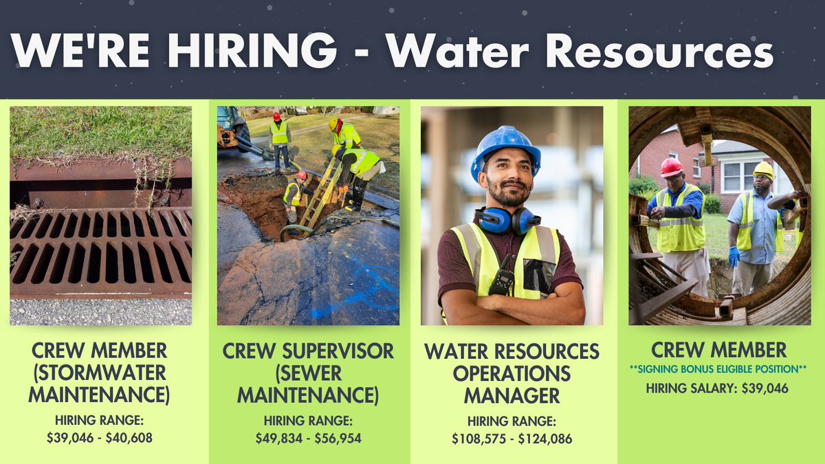 🔎Looking for a new job? Are you interested in making a difference in the @GreensboroCity? 💧For more information, go to greensboro-nc.gov/Jobs!