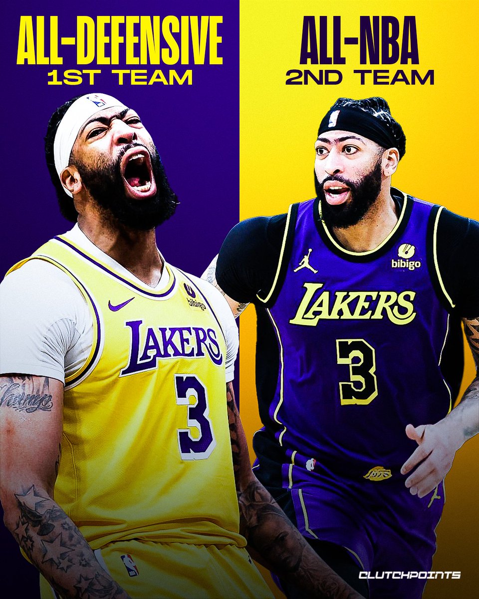 ClutchPoints's tweet photo. Anthony Davis is the only NBA player this season to make:

〰️ All-Defensive team
〰️ All-NBA team

Salute to the Brow 🫡 https://t.co/zmYrRaMjK2
