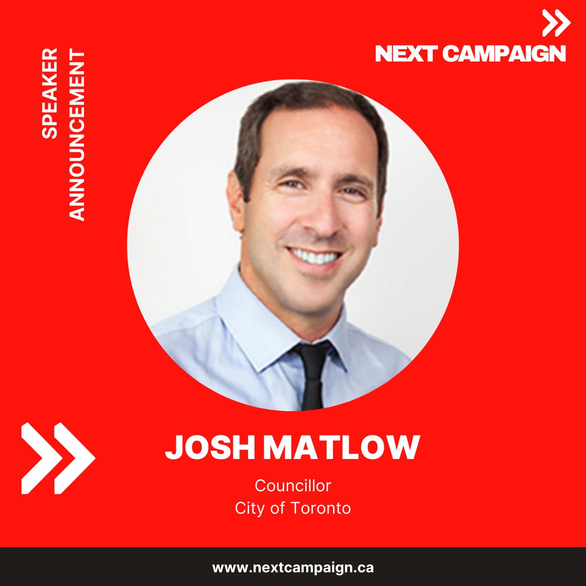 🚨 📣 🚨 @JoshMatlow will join us at the #NextCampaignSummit on Sep 12, 2024! Josh is a long-time community advocate and city councillor representing Ward 12 (Toronto-St. Paul's). We're looking forward to his thoughts/insights on municipal #campaigning. #topoli #onpoli