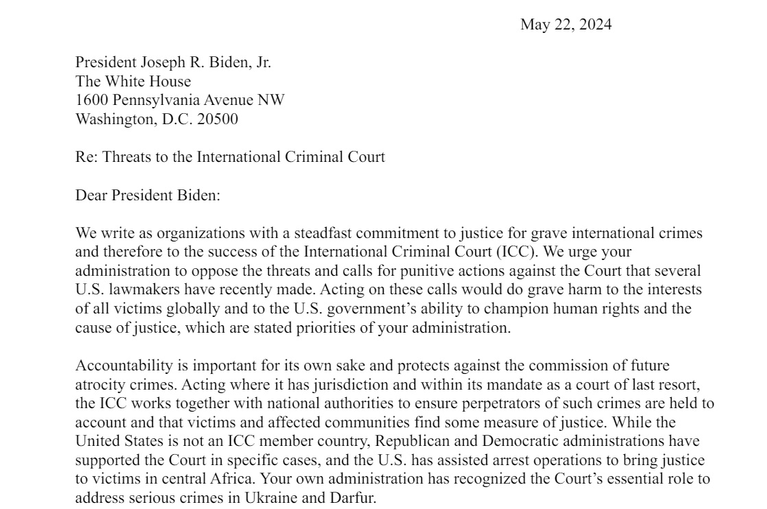 OmarSShakir's tweet photo. 121 NGOs, including @hrw, pen letter calling on @POTUS to oppose US sanctions on @IntlCrimCourt—an "affront to justice" that would "do grave harm to the interests of all victims globally &amp; US govt’s ability to champion human rights &amp; the cause of justice." https://t.co/vUfI2P3dsa https://t.co/pjoMRMGt8o