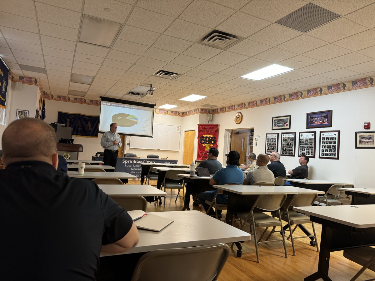 NJFSAB's tweet photo. The NFSA Mid Atlantic Team hosted training the past two days at both Montgomery Fire Academy in Pennsylvania and at Local 696 in Milburn NJ. A BIG thank you to Jon Nisja for coming out to deliver Rough and Final Inspection of Sprinkler Systems. Both classes were a huge success! https://t.co/IGnGEq27A9