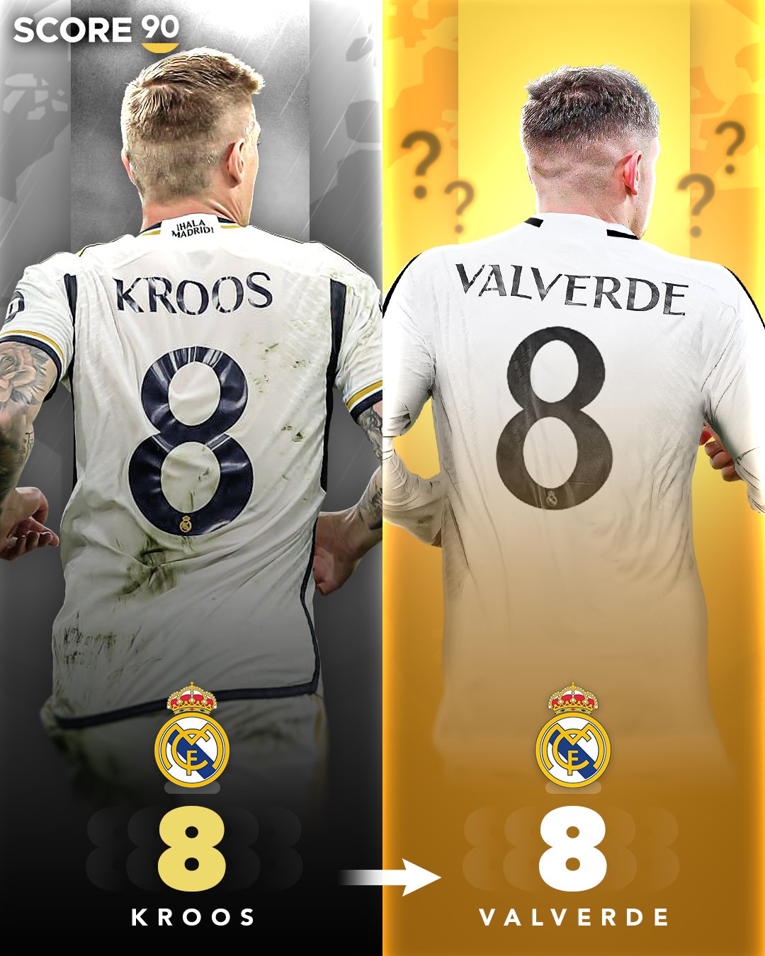 Score 90 on X: "🚨8️⃣ Everything indicates that Valverde will take over the number 8 shirt from Toni Kroos. https://t.co/C5KK6JuLUJ" / X