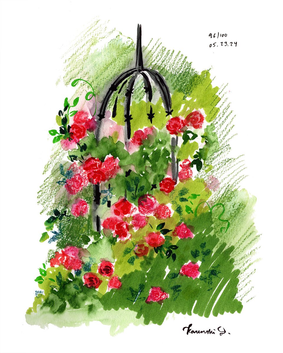 patterntalent's tweet photo. Day 96/100 of #the100dayproject ~ all in on the water soluble media! Pencils, markers, crayons for an expressive rose trellis.
#botanicalart #gardenflowers #redflowers #inspiredbyflowers #inspiredbyflorals #rosetrellis #flowerillustration #botanicalillustration #pencilonpaper https://t.co/TyZX1m6PSI