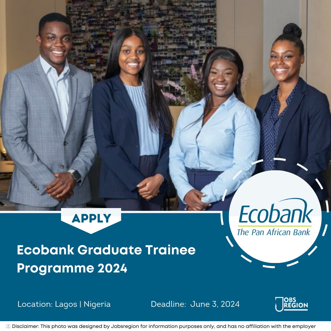 Ecobank Graduate Trainee Programme 2024

Apply here: intelregion.com/jobs/ecobank-g…

Retweet for others