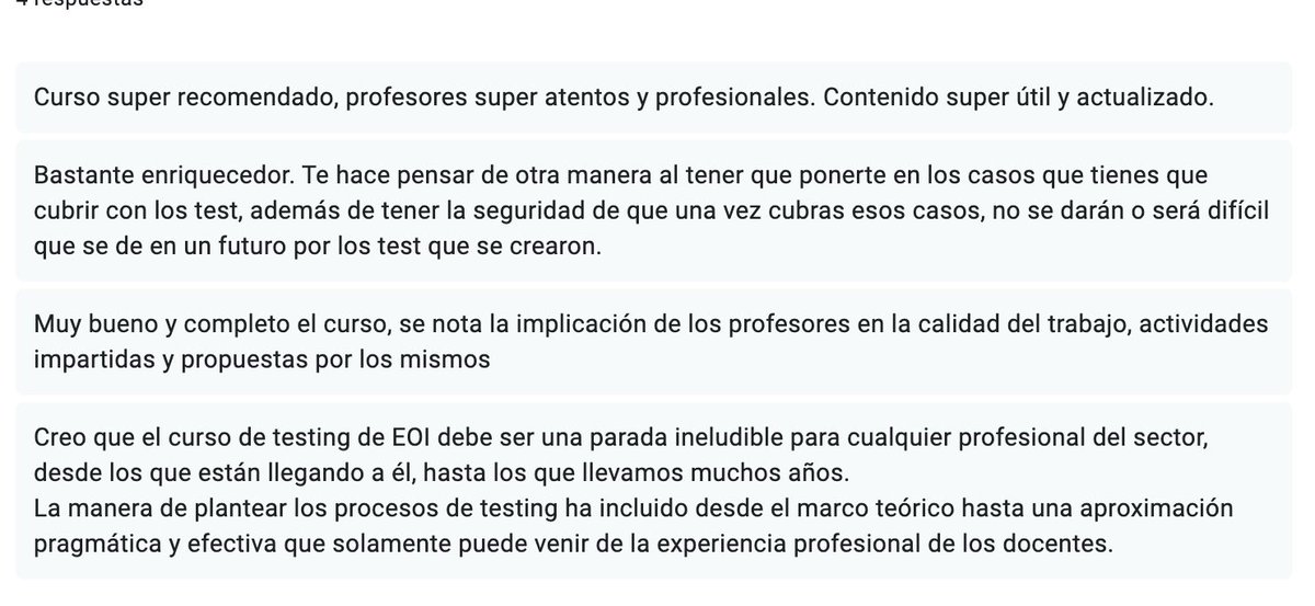 Buenas! El 27 de mayo 📅 empieza el curso de #testing de #frontend donde vuelvo a dar clases! Es el mismo de Tenerife, pero en Gran Canaria. Y gratis 🤑. 🧵 Hilo con los contenidos que vemos en el curso 👇 eoi.es/es/cursos/9222…
