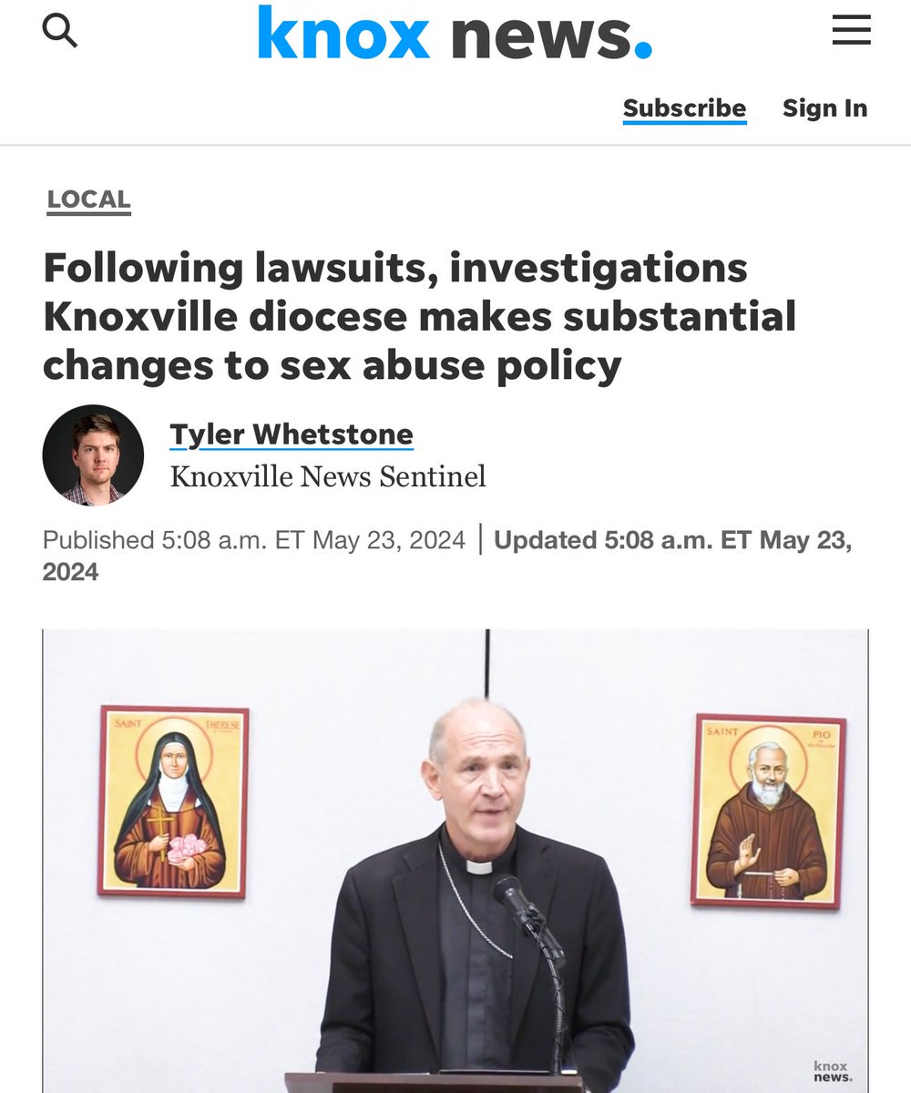 KNOX NEWS: “multiple crises and lawsuits under Bishop Richard Stika’s leadership spurred @knoxdiocese to update its sexual misconduct policy.” Hey ‘member when @ltgovmcnally had Stika give the prayer in the senate and nobody (except us) said a word? 🫤 knoxnews.com/story/news/loc…