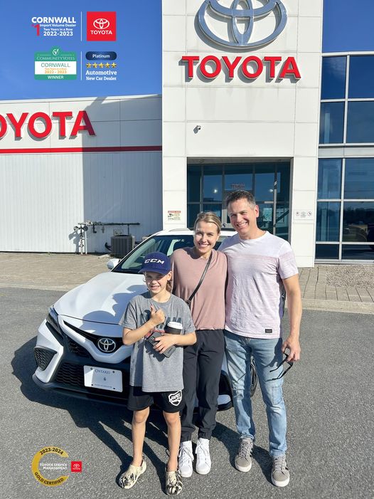 CornwallToyota's tweet photo. Congratulations to Trisha, Vincent and Bruce Longtin (Gabrielle was absent) for taking delivery of a NEW 2024 TOYOTA CAMRY SE!!!!!
Thank you!
Tom Everson
eMail: tom@tomeverson.com
Cornwall Toyota
1875 Brookdale Avenue
Cornwall, Ontario. K6J 5X6 CANADA
Tel.: (613) 932-1106 https://t.co/IHgHdV9HkY