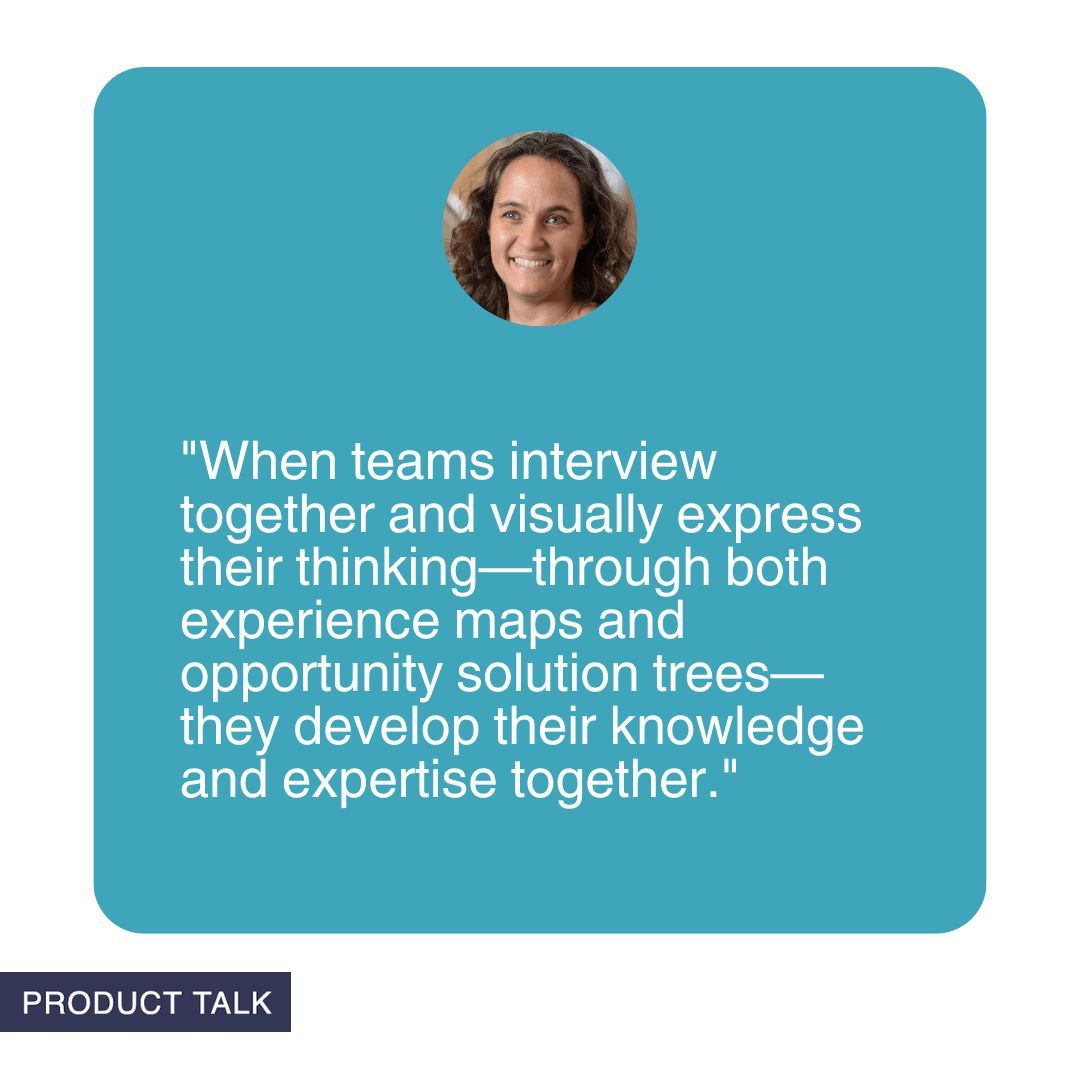 ttorres's tweet photo. "When teams interview together and visually express their thinking—through both experience maps and opportunity solution trees—they develop their knowledge and expertise together."

https://t.co/tHMTI62P9e

#prodmgmt #ux #engineering https://t.co/kzDI11wRK2