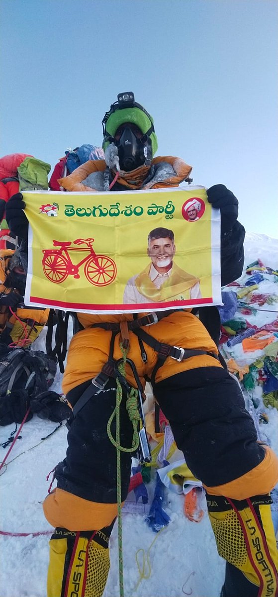naralokesh's tweet photo. Hailing from a fishermen's family in Anantapur, Upendra has shown us that determination and hard work can conquer any peak! Congratulations on fulfilling your dream of climbing the Mt. Everest, brother! Proud to have been able to support you on this incredible journey. https://t.co/Zolq20SQCY