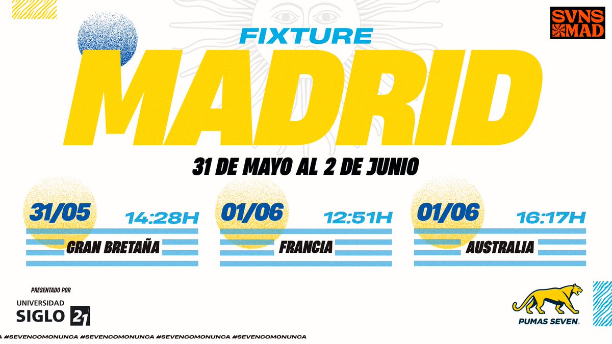 ¡Fixture confirmado para Madrid! 🇪🇸 👉 Los horarios de los partidos están en hora Argentina #SeVenComoNunca