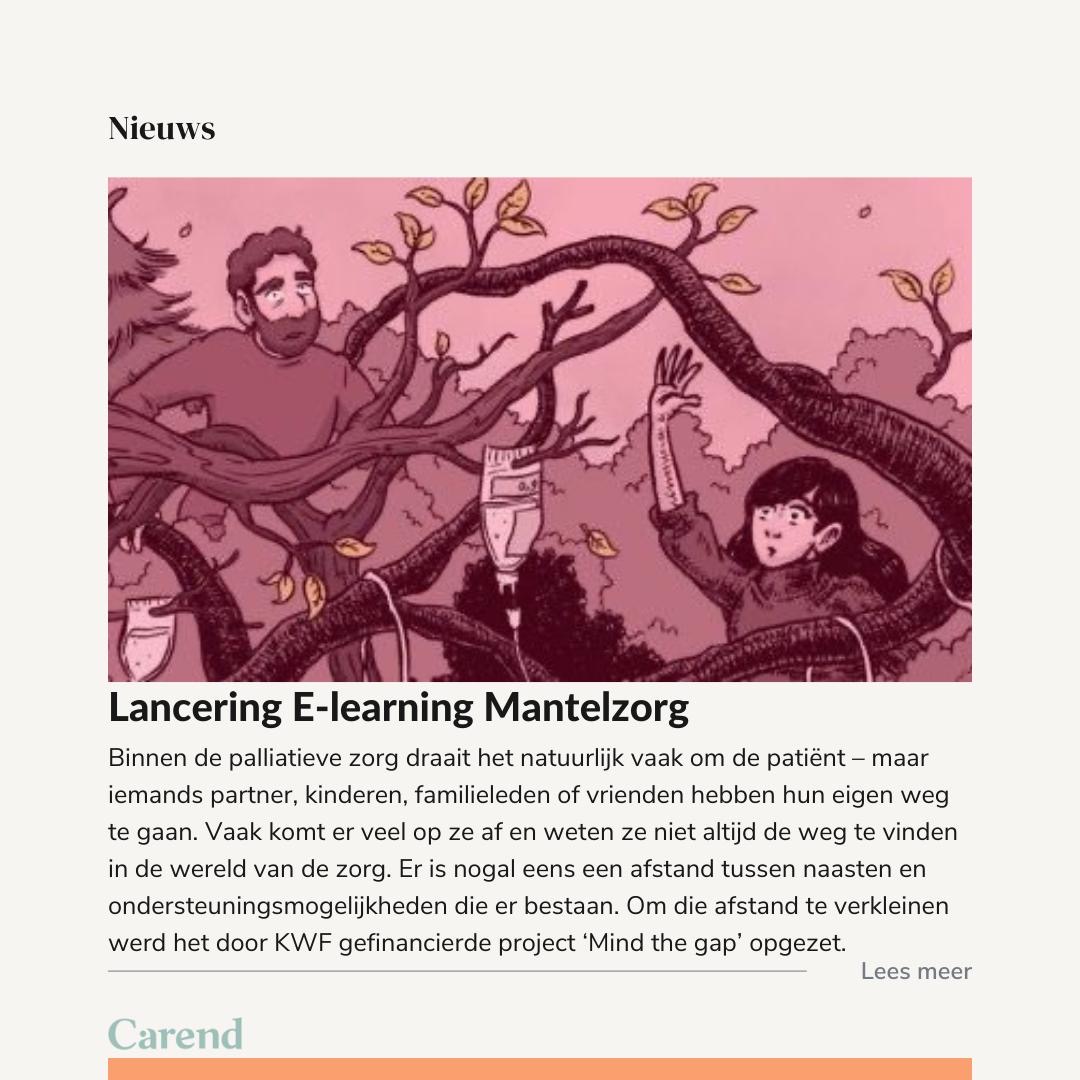 Om zorgverleners beter te ondersteunen lanceren we vandaag op ons 'het Naasten en Nabestaandencongres' de gratis e-learning over mantelzorg. De e-learning is mede mogelijk gemaakt door KWF. Lees meer: carend.nl/artikel/lancer… Bekijk de e-learning op carend.nl/mantelzorg.