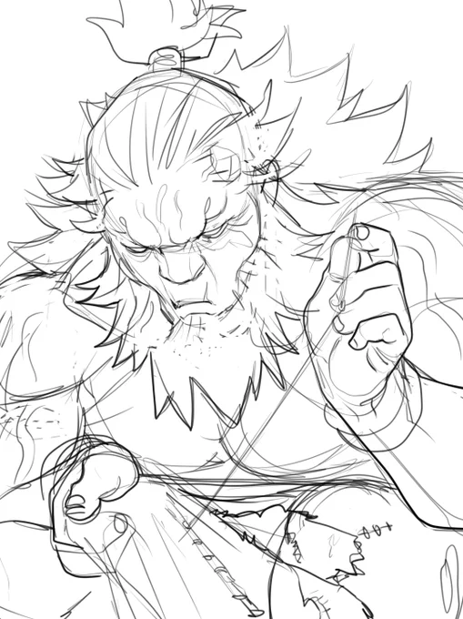 It's funny that one of the sketches I sent to Capcom for approval was Akuma sewing his pants, and now I see in game that Tamio had the  same idea lol 
