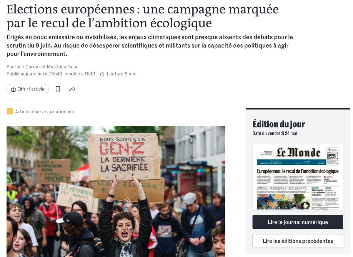 #ElectionsEuropennes - 'La mise en œuvre des politiques climatiques, c’est une multiplicité de chantiers titanesques, résume @n_berghmans. En 2019, l’UE a changé de braquet en traçant les trajectoires de long terme. Maintenant, il faut construire des filières dans de nombreux