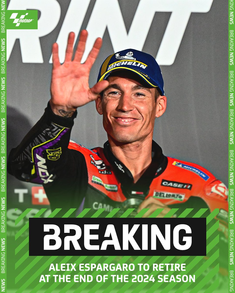 🚨 BREAKING: <a href="/AleixEspargaro/">Aleix Espargaró</a> announces that he will retire at the end of the season🚨

#GrazieCapitano | #CatalanGP 🏁