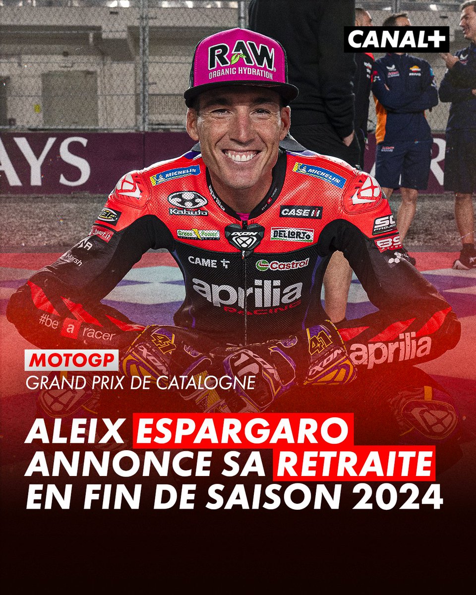 CanalplusMotoGP's tweet photo. 🚨 Aleix Espargaro prendra sa retraite fin 2024 !

Présent en MotoGP depuis 2009, l'Espagnol a pris 242 départs, en fin de saison seul Valentino Rossi en aura plus 💪

Il a remporté 3 GP dans la catégorie reine et terminé 4e du général en 2022 🏆

Qui prendra sa place ? #MotoGP https://t.co/q067zZ8PxA