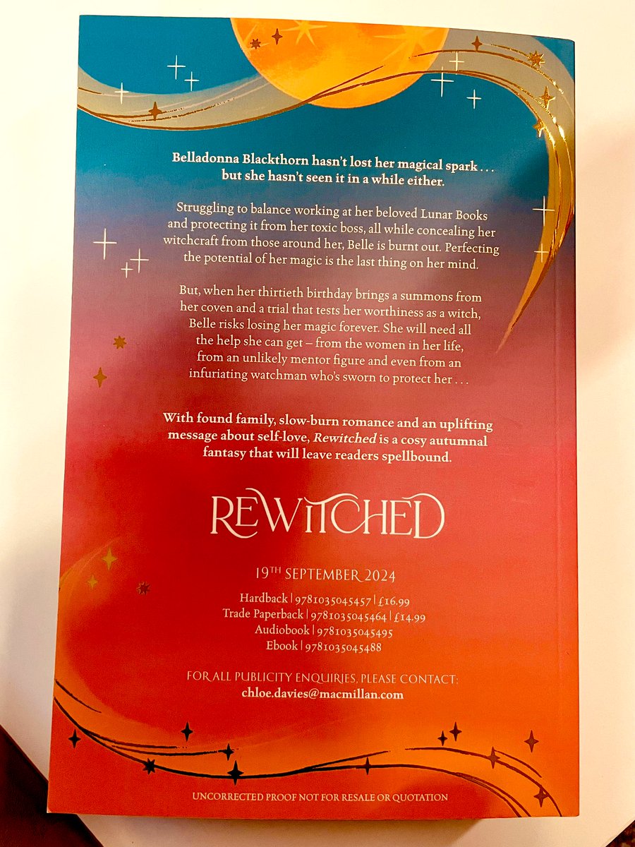 Absolutely obsessed with my copy of #Rewitched - congratulations to @LucyJaneWood on a wonder of a book and to @lulubrem and @AnaSTaylor_ on a wonder of a proof. ✨ ✨ ✨