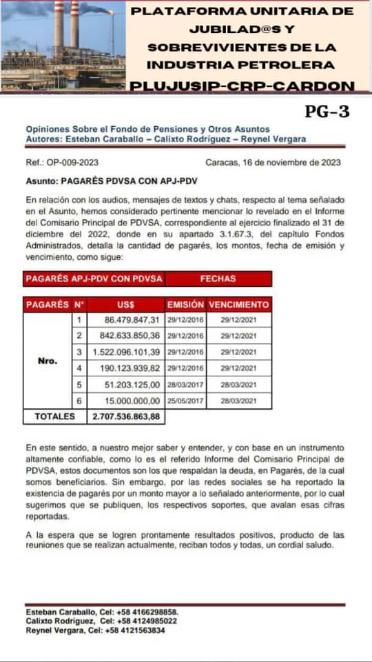 <a href="/BelkisPdvsa1/">BelkisPDVSA</a> <a href="/borgesl2000/">luis borges</a> <a href="/CaraotaDigital/">Caraota Digital</a> <a href="/delcyrodriguezv/">Delcy Rodríguez</a> <a href="/jorgerpsuv/">Jorge Rodríguez</a> <a href="/NicolasMaduro/">Nicolás Maduro</a> <a href="/PDVSA/">PDVSA</a> Sr. <a href="/TellecheaRuiz/">Rafael Tellechea</a> es su responsabilidad pagarle a los jubilados y sobrevivientes petroleros.