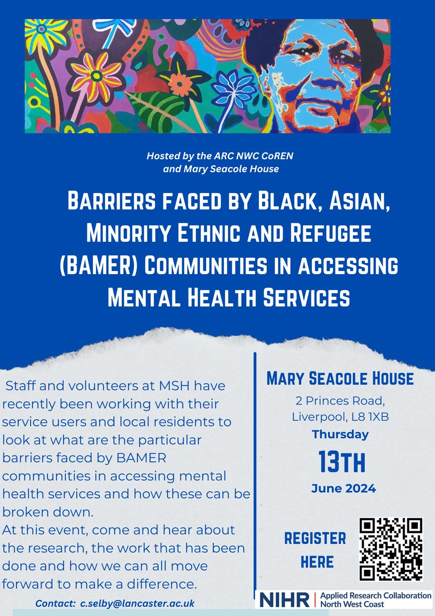 📆Join <a href="/MSH_Liverpool/">Mary Seacole House</a> on June 13 from 10am-1pm  to discuss breaking barriers in mental health access for Black, Asian, Minority Ethnic, and Refugee communities.

Lunch provided! 🍽️ 

➡️Register here! tinyurl.com/mr26bwmy
