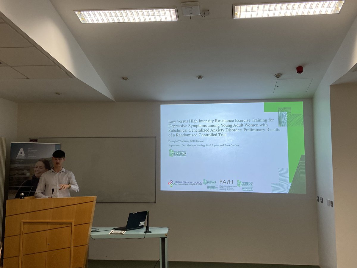 Delighted to present our RCT preliminary findings at @atu_ie yesterday! Thank you to our research team @Darragh_Sully @mph8 @MarkLyonsUL for making the research possible! ACSM up next! Congrats to all @PessLimerick and @PAfH_UL post grads who presented! 😌