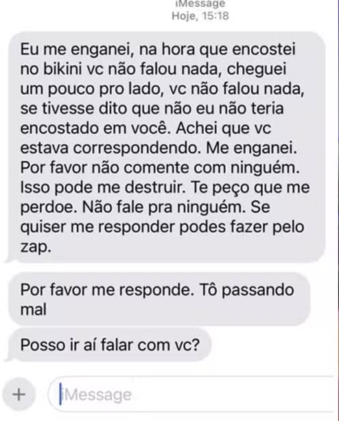 poptime's tweet photo. GENTE? Personal trainer é preso suspeito de cr1me sexu@l após afastar biquíni de aluna de 22 anos durante avaliação física.

Prints mostram que Bruno Fidelis pediu desculpas à jovem e tentou convencê-la de não denunciar. https://t.co/foXbM9PUsa