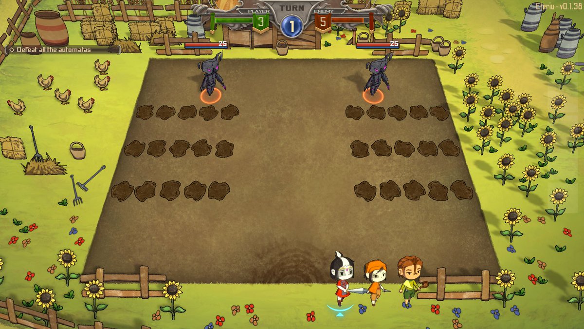 EteriuGame's tweet photo. @OceanDriveGames ⚔️#TurnBasedThursday⚔️

Finished 2 stages, where Automata are introduced, the farm is a small secondary story branch in Eteriu

The muddy patches will decrease your speed! 😱

Discord => https://t.co/vzFNLpVWIe

#gamedev #indiedev #indiegame #jrgp #rpg #turnbased #madewithunity https://t.co/21tR3s7lRn